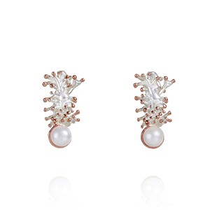 ANEMONE earrings, silver & rose, pearl