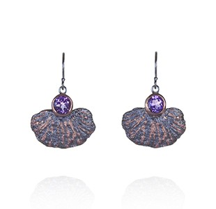 CORAL GARDEN earrings, black & rose, amethyst