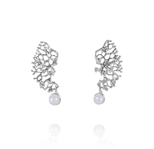 FRAGMENTS earrings, silver, pearl
