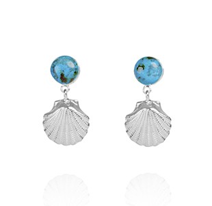 OCEAN TREASURE earrings, silver, chrysocolla