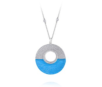 Ocean Sunrise, large, with bail, blue topaz, diamond