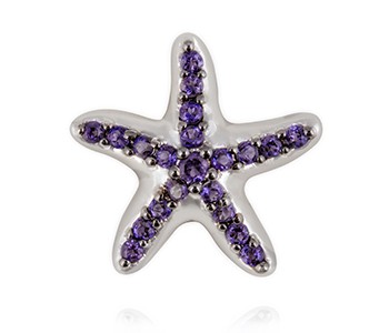 Starfish, iolite, white gold with black gold claws around gemstones